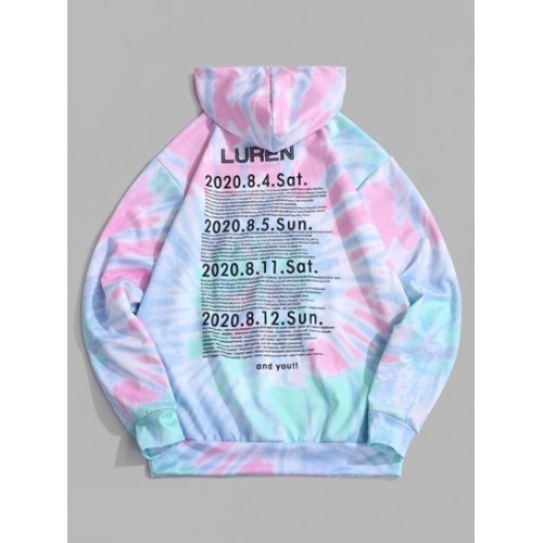 Kangaroo Pocket Tie Dye Letter Print Pullover Hoodie Kangaroo Pocket Tie Dye Letter Print Pullover Hoodie