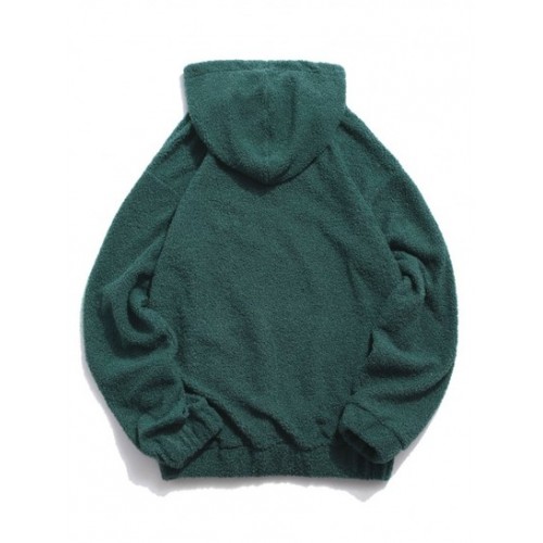 Quarter Zip Dreamer Embroidery American Flag Patch Fleece Teddy Hoodie