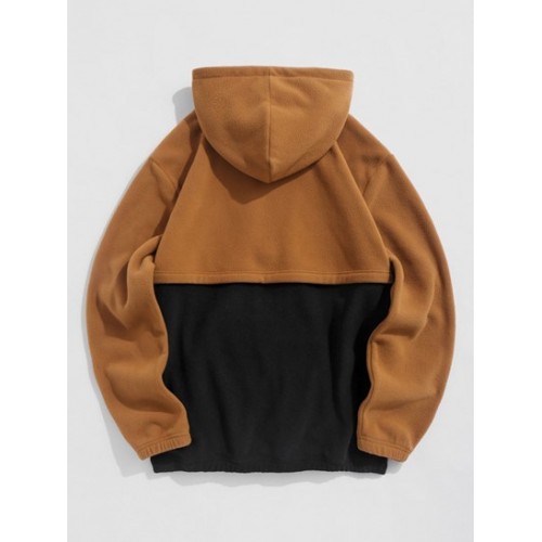 Two Tone Colorblock Half Zip Polar Fleece Hoodie
