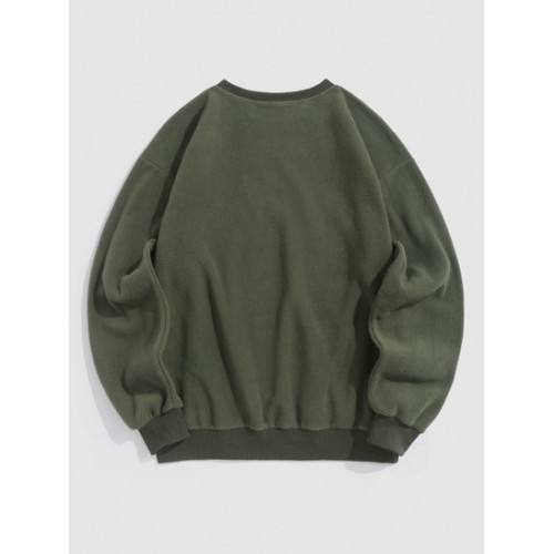 Butterfly Embroidery Fuzzy Polar Fleece Sweatshirt