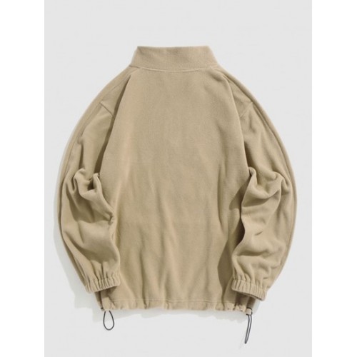 Fluffy CALIFORNIA Embroider Quarter Zip Polar Fleece  Hoodie