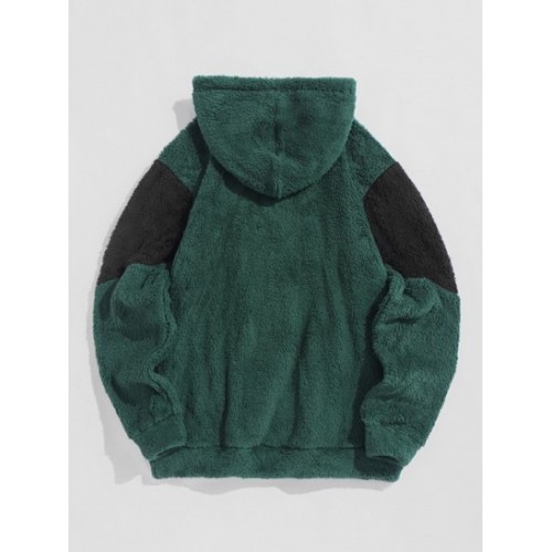 PARIS Embroidered Fuzzy Pullover Faux Fur Hoodie PARIS Embroidered Fuzzy Pullover Faux Fur Hoodie