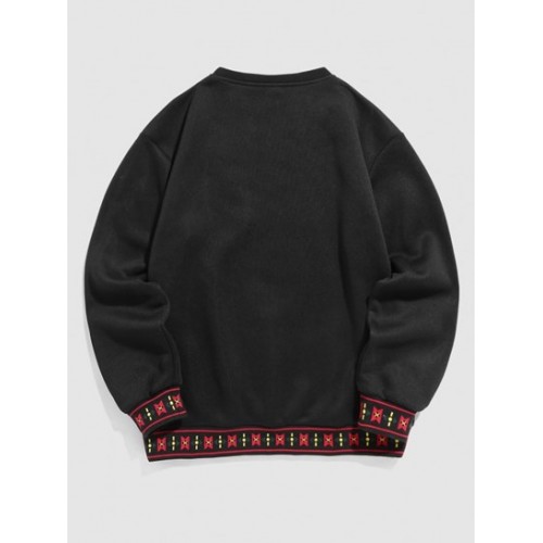 Cartoon Bear Terry Embroidered Thermal Fleece-lined Sweatshirt