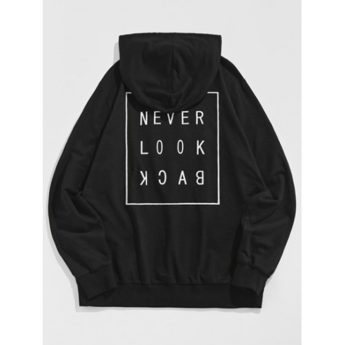 Letter Print Front Pocket Slogan Hoodie Letter Print Front Pocket Slogan Hoodie