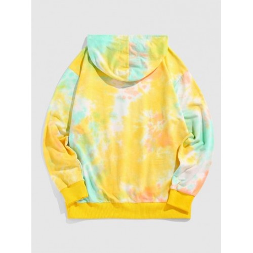 Tie Dye Print Kangaroo Pocket Hoodie