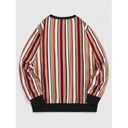 Striped Pattern Patched Sweatshirt
