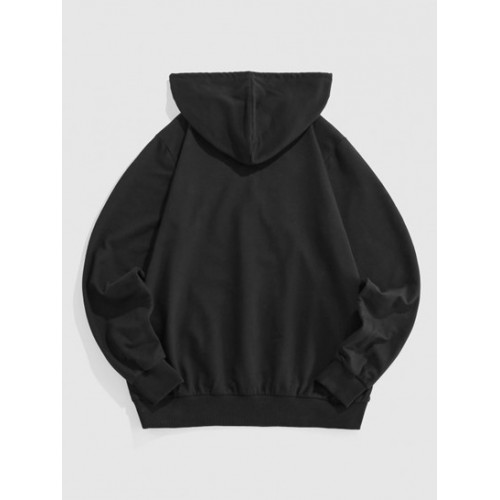Streetwear Embroidered Rose Pocket Hoodie