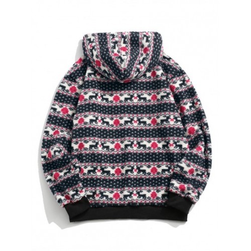 Christmas Tree Elk Pattern Teddy Hoodie Christmas Tree Elk Pattern Teddy Hoodie