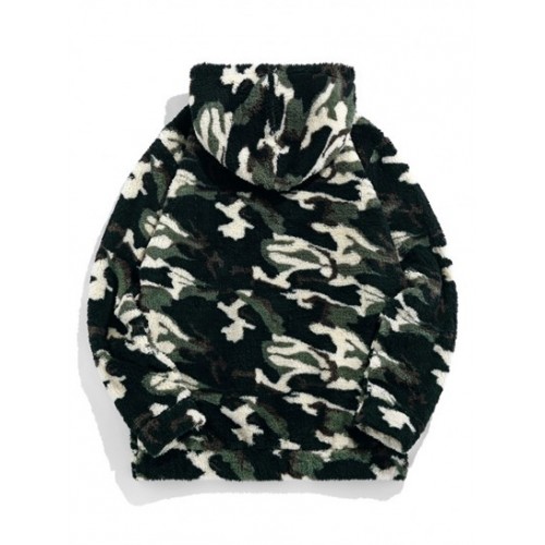 Camouflage Fluffy Sherpa Fleece Hoodie