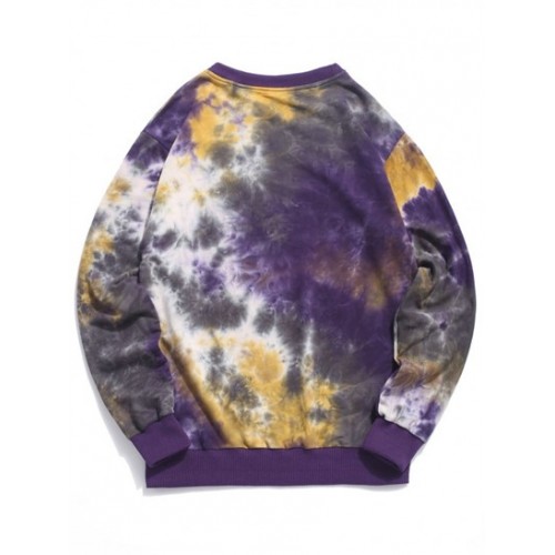 Skeleton Hand Rose Print Tie Dye Sweatshirt