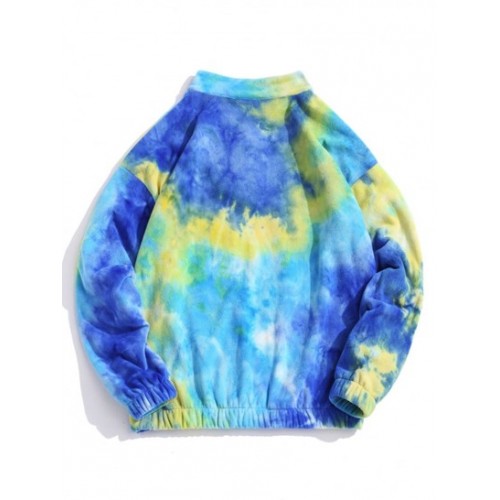Quarter Zip Tie Dye Pattern Polar Fleece Sweatshirt Quarter Zip Tie Dye Pattern Polar Fleece Sweatshirt