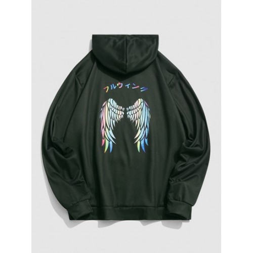 Y2K Aesthetic Colorful Wings Print Graphic Hoodie
