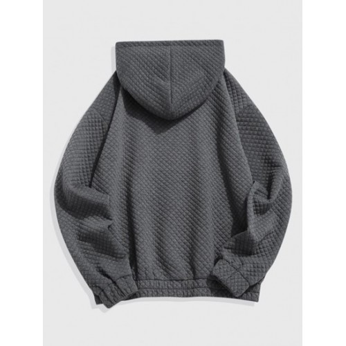 Kangaroo Pocket Textured Quilted Hoodie Kangaroo Pocket Textured Quilted Hoodie