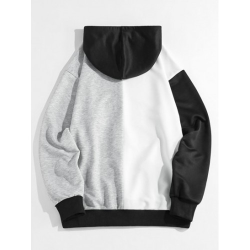 Streetwear Colorblock Splicing Patched Hoodie Streetwear Colorblock Splicing Patched Hoodie