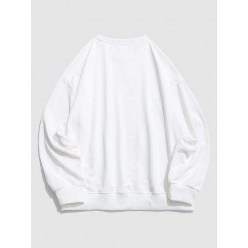 Cartoon Clouds And Sun Graphic Drop Shoulder Sweatshirt