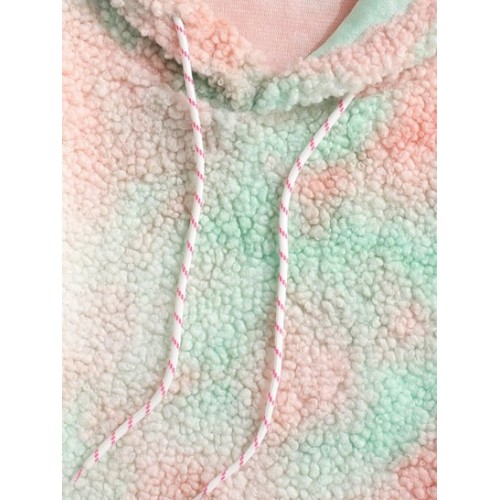 Tie Dye Patched Fleece Teddy Hoodie Tie Dye Patched Fleece Teddy Hoodie