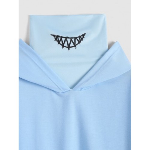 Streetwear Kangaroo Pocket Letter Applique Double Collar Hoodie Streetwear Kangaroo Pocket Letter Applique Double Collar Hoodie