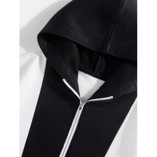 Colorblock Half Zip Fleece-lined Hoodie