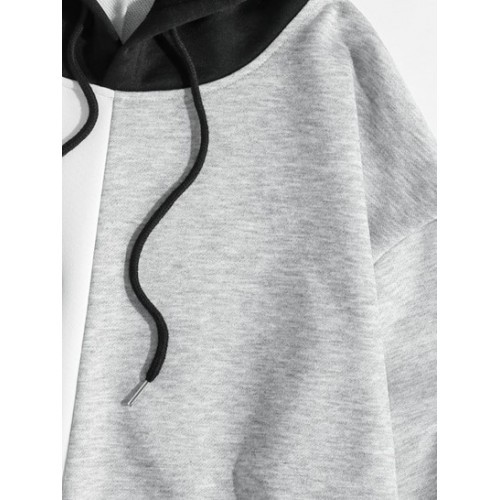 Streetwear Colorblock Splicing Patched Hoodie