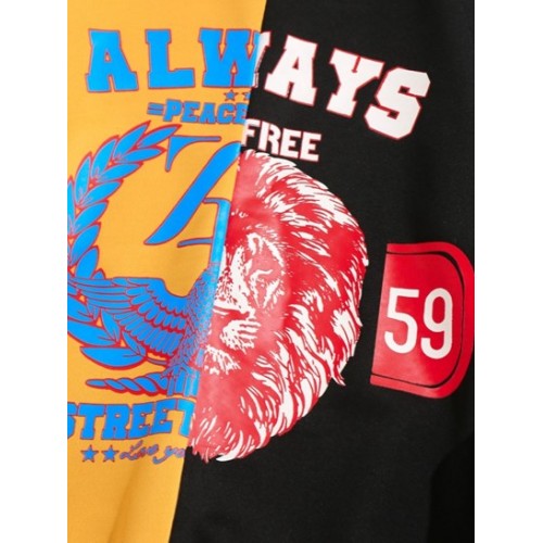 Streetwear Animal Graphic Print Two Tone Contrast Sweatshirt
