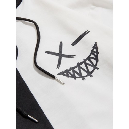 Cartoon Print Contrast Drawstring Hoodie