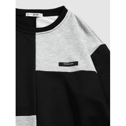 Color Block Letters Applique Sweatshirt