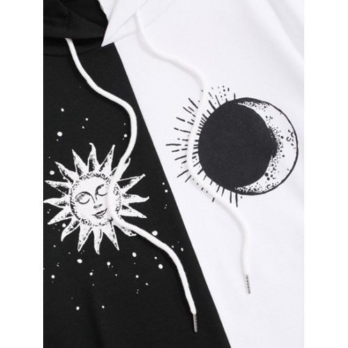 Streetwear Two Tone Celestial Sun Moon Hoodie