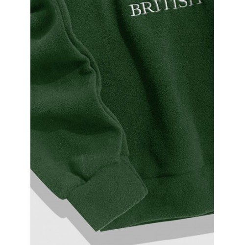 Streetwear Colorblock Letter Mountain Embroidery Polar Fleece Vintage Hoodie