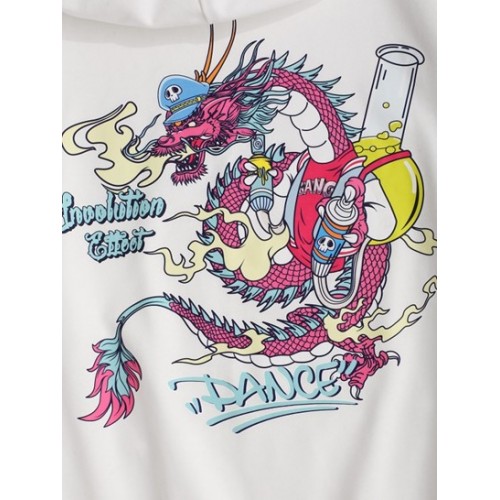 Dance Funny Dragon Print Graphic Hoodie