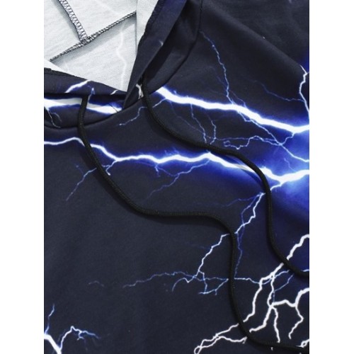 Allover Lightning Print Drawstring Streetwear Y2K Aesthetic Hoodie