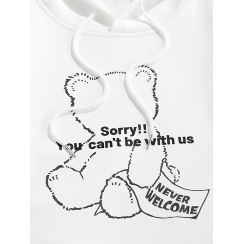 Streetwear Bear Graphic Pattern Pocket Hoodie