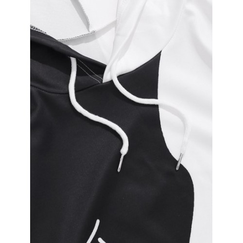 Face Eyes Print Two Tone Hoodie Face Eyes Print Two Tone Hoodie