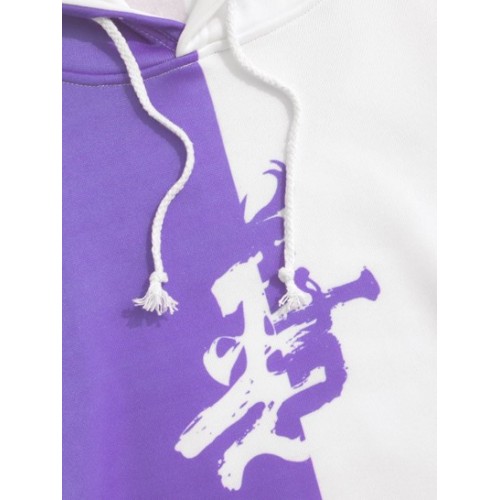 Y2K Aesthetic Two Tone Oriental Chinese Letter Print Drawstring Hoodie Y2K Aesthetic Two Tone Oriental Chinese Letter Print Drawstring Hoodie
