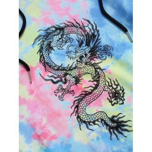 Tie Dye Dragon Print Hoodie Tie Dye Dragon Print Hoodie