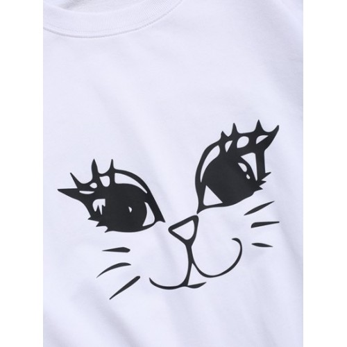 Cute Cat Graphic Lounge Crew Neck Sweatshirt