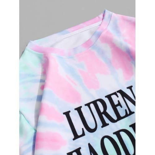 Tie Dye Letter Print Pullover Sweatshirt Tie Dye Letter Print Pullover Sweatshirt