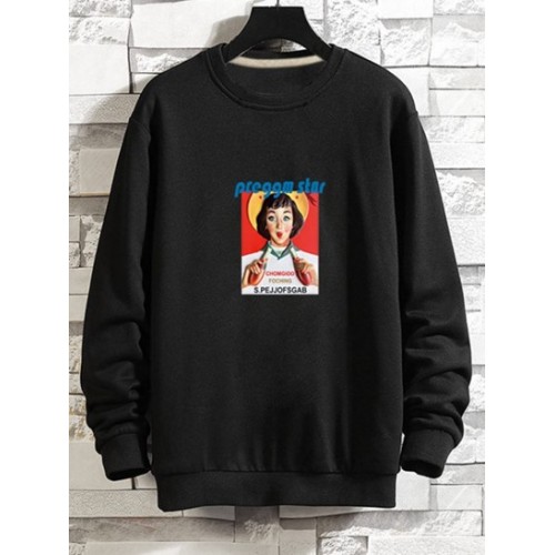 Photographic Print Rib-knit Trim Pullover Sweatshirt Photographic Print Rib-knit Trim Pullover Sweatshirt