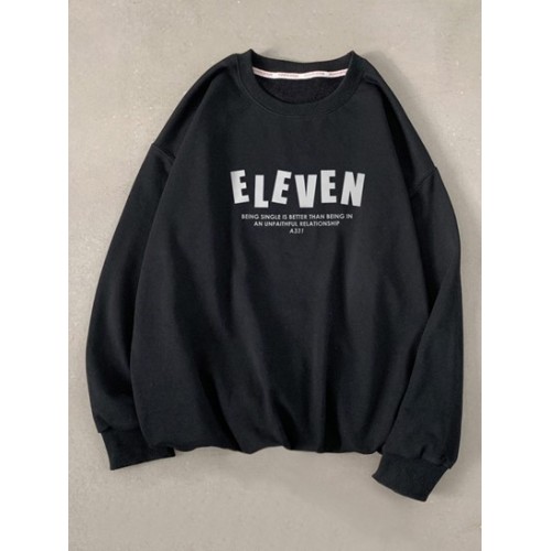 Eleven Slogan Pattern Drop Shoulder Sweatshirt
