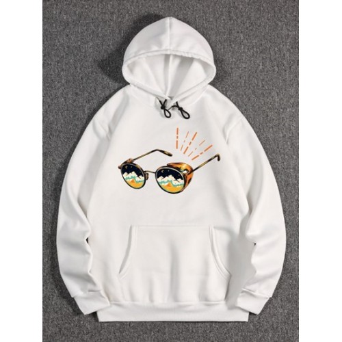 Sunglasses Print Kangaroo Pocket Fleece Hoodie