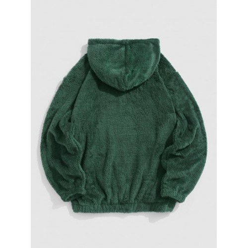 2Pcs Bear Terry Embroidered Pullover Fluffy Faux Fur Teddy Hoodies