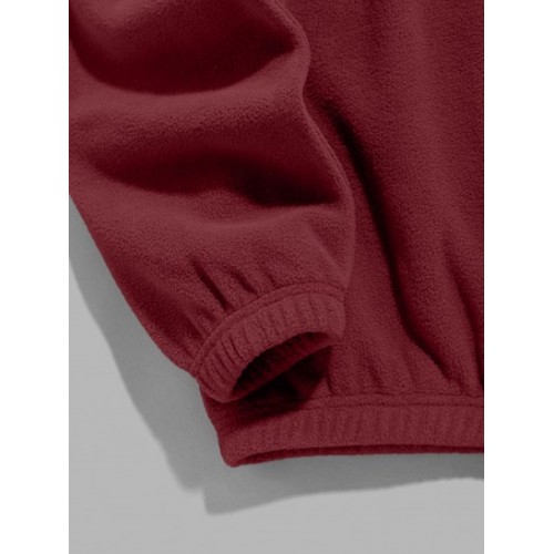 Quarter Zip Design ALASKA Embroider Two Tone Polar Fleece Sweatshirt Quarter Zip Design ALASKA Embroider Two Tone Polar Fleece Sweatshirt