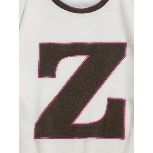 Color Spliced Fuzzy Polar Fleece Letter Patch Design Sweatshirt