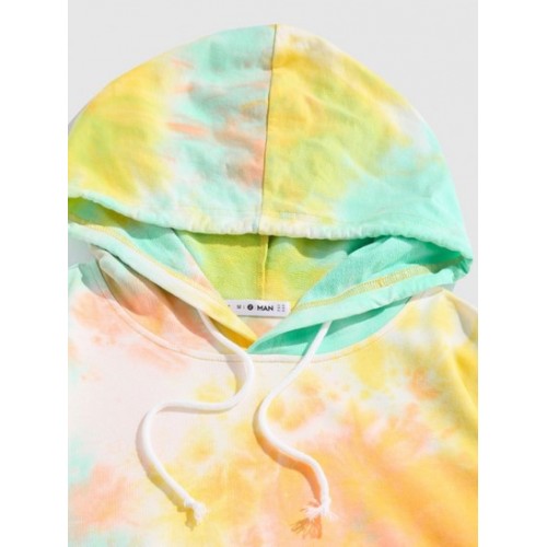 Tie Dye Print Kangaroo Pocket Hoodie