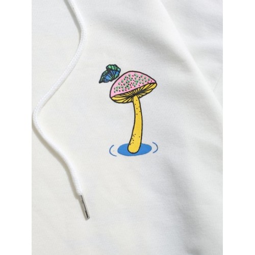 Mushroom Graphic Pouch Pocket Pullover Hoodie