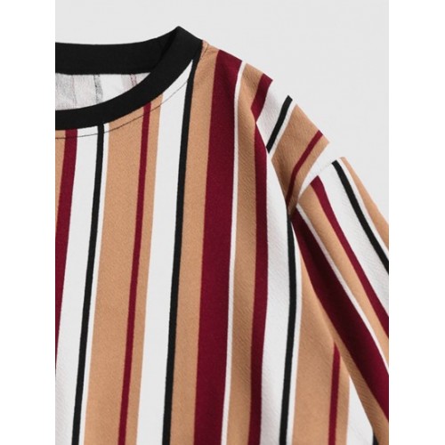 Striped Pattern Patched Sweatshirt
