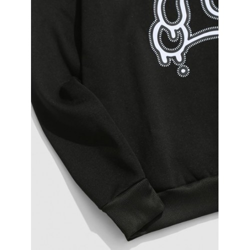 Cartoon Bear Print Fleece Sweatshirt