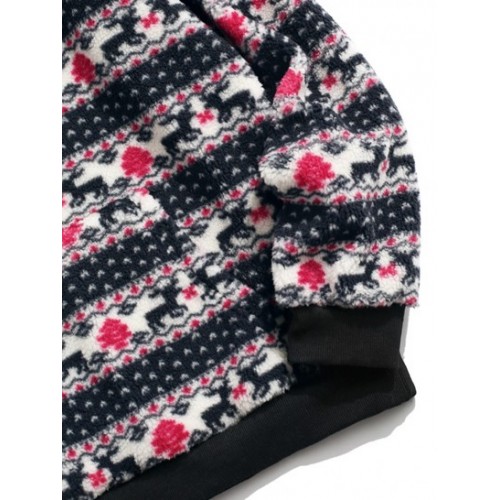 Christmas Tree Elk Pattern Teddy Hoodie Christmas Tree Elk Pattern Teddy Hoodie