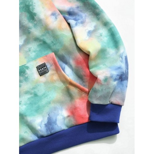 Colorful Tie Dye Print Applique Detail Hoodie Colorful Tie Dye Print Applique Detail Hoodie