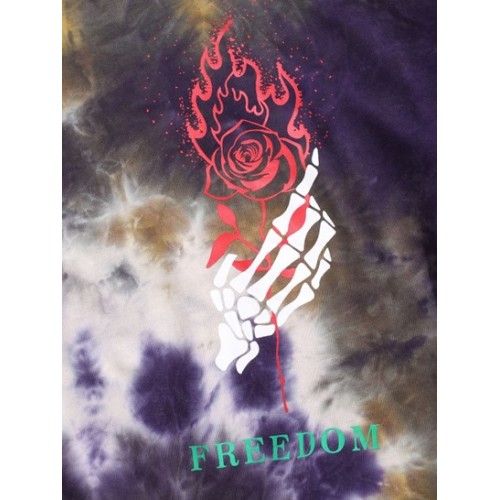 Skeleton Hand Rose Print Tie Dye Sweatshirt