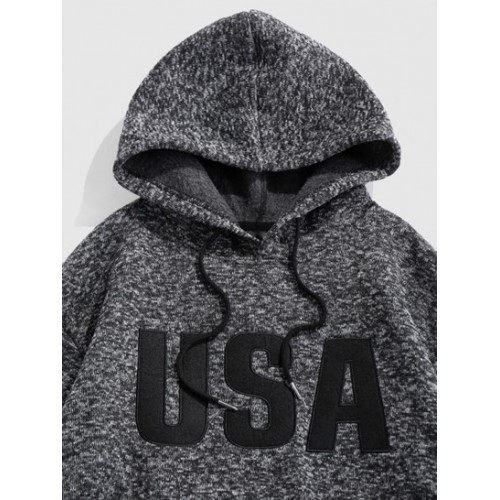 USA Embroidered Knit Fleece Hoodie
